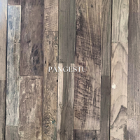 Panneau mural insonorisant géométrique moderne en bois de teck recyclé, revêtement en planches massives, style rustique naturel, pour salon et hôtel, installation facile DIY