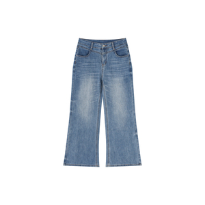 <b>Women's</b> High Waist <b>Baggy</b> Wide Leg <b>Jeans</b> Vintage Wash Denim Pants with Bow Decoration - Product Image 1