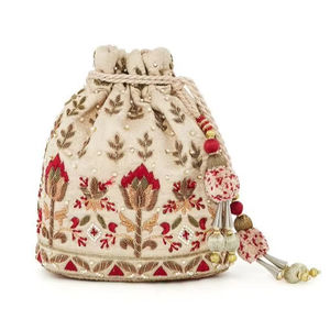 Bolsos de noche de tela de seda cruda de moda 2025 con perlas bordadas a mano, cuentas de cristal de piedra, trabajo Dabka para ropa de fiesta/bodas - Product Image 1