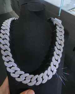 โซ่คล้องคอสีขาวและ VVS1ขนาด18มม. สีขาวทองเพชรสไตล์ฮิปฮอปกับเงิน925ผ่านสเตอริ่ง14K รวมเครื่องทดสอบเพชร - Product Image 1