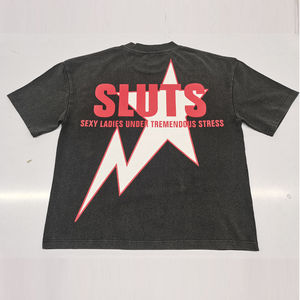 T-shirt court personnalisé style streetwear vintage à col rond et manches courtes en coton de haute qualité, coupe ample imprimée - Product Image 2