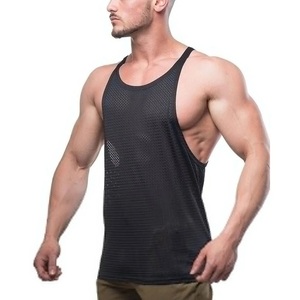 <b>Fishnet</b> Mesh See-Through Polyester Flatlock Seam Tank Top Bodybuilder Gym Muscle Fitted Tank Top With Close Strap For Power Lift - Product Image 6