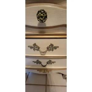 Exquisite French Style Cream & <b>Gold</b> Mahogany Nightstands Pair | Handmade Ornate <b>Bedside</b> <b>Tables</b> for Luxury Bedrooms - Product Image 6