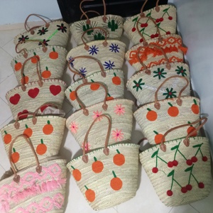 Bolso de Hombro de Paja de Bambú Hecho a Mano, Moderno, Bohemio, Unisex, Ligero, Duradero, con Patrón Geométrico de Flores Abiertas, Forma Regular - Product Image 5