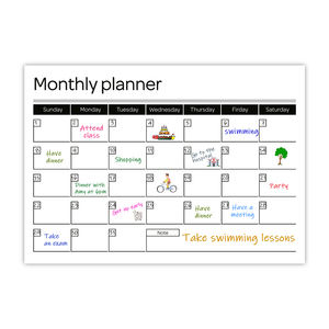 Tablero de borrado en seco planificador <span class=keywords><strong>semanal</strong></span> y mensual magnético fondo blanco y negro menú personalizable y tablero de notas - Product Image 4