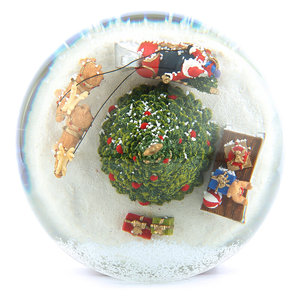 Carillon Natalizio con Babbo <span class=keywords><strong>Natale</strong></span> su Slitta, Scambio di Regali, Sfera di Cristallo Musicale, Decorazione per la Casa - Product Image 4