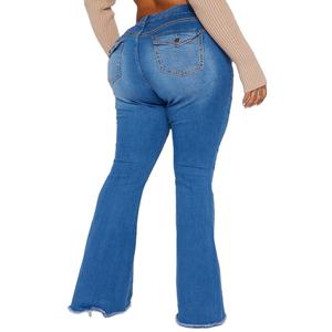 2023 nuevos pantalones vaqueros ajustados elásticos de algodón 100% de alta calidad para mujer, pantalones acampanados, opción de talla grande, pantalones vaqueros informales para mujer - Product Image 2