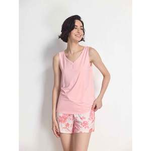 Conjunto de Camiseta sin Mangas y Pantalones Cortos de Bambú con Encaje para Mujer, Estilo Casual de Verano, Tejido Suave - Product Image 3