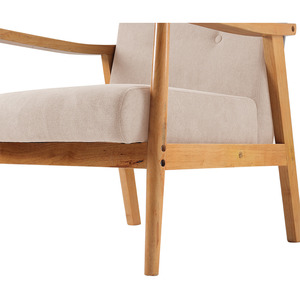 Haibara Modern Cross <b>Back</b> Accent <b>Chair</b> Made of Solid Teak Wood <b>High</b> Quality with Thick Padding and Natural Finish - Product Image 3