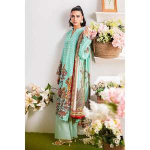 Conjunto de traje de tela estampada sin coser de 3 piezas azul para mujer - Product Image 4