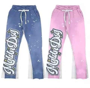 Conjunto de chándal de invierno de gran tamaño unisex con pantalones de chándal acampanados con capucha y parche bordado con cierre de cremallera para hombre - Product Image 5