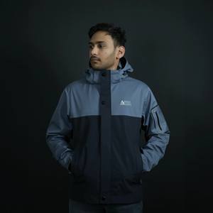 เสื้อแจ็กเก็ตกันน้ำกันลมกันน้ำคอตั้งมีซิปปิดโพลีเอสเตอร์ทรงหลวมสไตล์ - Product Image 5