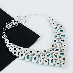 Ensemble de bijoux en argent sterling 925 fait à la main, collier en pierre précieuse turquoise naturelle pour mariage, fiançailles ou cadeaux de fête pour elle - Product Image 4