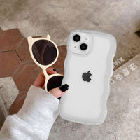 Coque transparente antichoc avec cadre à bords ondulés en TPU souple pour iPhone, pour filles et femmes, compatible avec iPhone 18, 17, 16, 14, 13