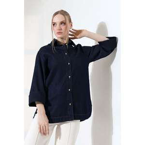 Camisa Oversize con Botones 6262 - Estilo Slap Azul Marino - Product Image 1