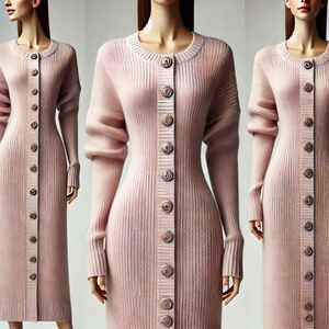 <b>Women's</b> Elegant Solid Color <b>Cardigan</b> Coat - <b>Long</b> Length Knitted Button Sweater <b>for</b> Autumn Winter - Product Image 3