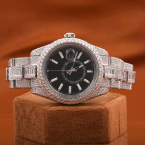 นาฬิกาข้อมือเพชรสำหรับทุกเพศสายสีดำฮิปฮอปโมอิสซาไนท์ใหม่หรูหราแบบดั้งเดิมปรับแต่งได้ - Product Image 5