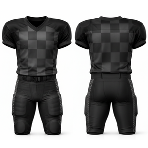 Ensemble d'uniformes de football américain à carreaux très demandé, gris et noir, maillot sublimé avec pantalon de jeu rembourré renforcé - Product Image 3