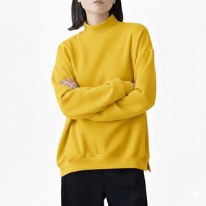 Sudadera de Mujer con Cuello Alto y Manga Larga, 100% Algodón, Corte Holgado, Logotipo Personalizado en la Parte Delantera, Ropa de Invierno - Product Image 1
