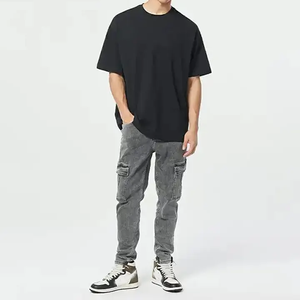 T-shirt oversize pour homme en coton uni, streetwear décontracté, coupe ample, manches courtes, haut confortable pour un usage quotidien - Product Image 4