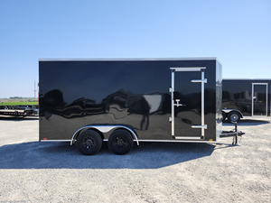 Remolque de carga cerrado Cross 7x16 con eje tándem, remolque utilitario con altura interior de 84 pulgadas, puerta de rampa con forma de V, remolque para transporte de carga en venta - Product Image 2