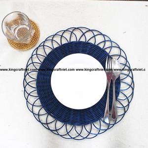 Napperons en rotin naturel faits à la main en forme de fleur pour la décoration de la maison artisanat plaque de chargeur en gros - Product Image 6