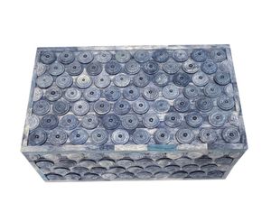 Vente chaude Bleu Os Incrustation Boîte Décorative En Bois À La Main De Luxe Bijoux Organisateur De Stockage avec Motif Circulaire Boîtes À Mouchoirs - Product Image 2