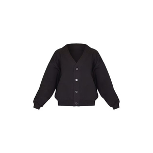 เสื้อสเวตเตอร์ทรงหลวมสำหรับผู้หญิงมีกระดุมผ้าฝ้ายนุ่มผ้าฟลีซสีดำอบอุ่นดีไซน์ตามสั่ง - Product Image 3