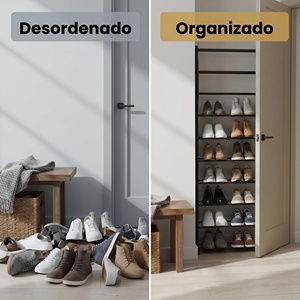 Zapatero Moderno de Acero al Carbono con 5+ Niveles, Almacenamiento que Ahorra Espacio para Entrada, Capacidad para 20-25 Pares, Tipo Vertical, 47x16x128 cm, Negro - Product Image 3
