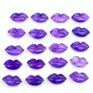 Belles perles naturelles en forme de lèvres Multi Fluorite-breloques en pierres précieuses sculptées à la main 14x8mm - Product Image 1