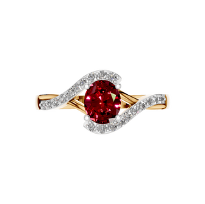 Anillo de Compromiso y Boda con Rubí Ovalado de 1 Quilate, Oro de 14k, Diamantes Naturales, Chapado en Rodio, Joyería Fina para Mujer - Product Image 3