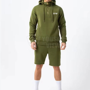 Latest Designed Men's Hoodies Short <b>Set</b> Fashionable Summer Casual Solid Pattern Plus Size Printed in Pakistan - Product Image 2