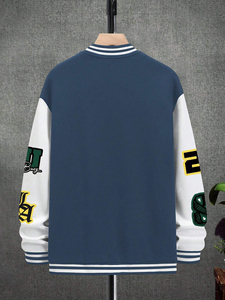 Chaqueta Bomber de Invierno para Hombre con Logotipo Bordado en Chenilla Personalizado, Chaqueta Varsity con Mangas de Cuero y Sublimación - Product Image 5