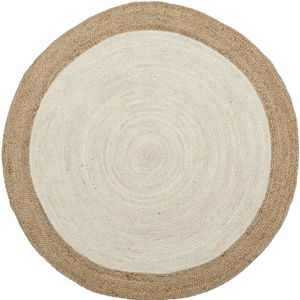Tapis en Jute tissé à la main-rond-tapis réversible-tapis pour chambre à coucher, blanc - Product Image 3