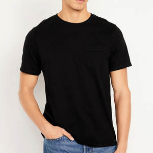 Wholesale 100% Cotton Light Weight Mens <b>T</b> <b>Shirt</b> 320 GSM Oversized Black <b>T</b> <b>Shirt</b> <b>with</b> Front <b>Pocket</b> Custom Logo Print - Product Image 5