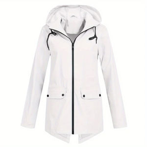 Veste coupe-vent d'hiver pour femmes à capuche zippée coquille extérieure douce résistant à la pluie manteau de randonnée motif solide teint uni - Product Image 6