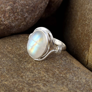 Handmade 925 Sterling Silver Designer <b>Ring</b> Trendy Natural Rainbow <b>Moonstone</b> Stacking Jewelry Wholesale Suppliers - Product Image 3