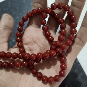 Collier en perles de cornaline orange naturelle 8 mm, perles lisses, forme de boule plaquée argent, classique, cadeau de mariage - Product Image 3