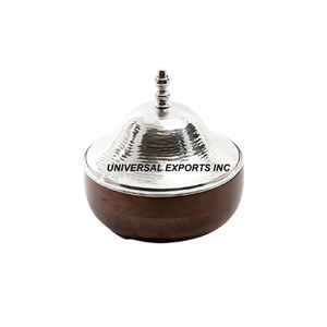 Olla caliente de madera con acabado de nogal, cazuela de diseñador hecha a mano de calidad Superior, vajilla de forma redonda, nuevo calentador de alimentos de metal - Product Image 1