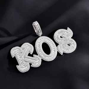 Pendentif en diamant Moissanite rond et taille baguette pour pendentif de style Hip Hop cadeau de mariage pour homme en argent sterling 925 glacé - Product Image 2