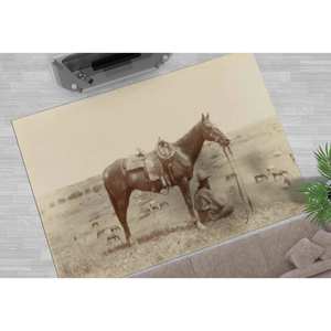 Tapis en chenille Texas Cowboy : Décoration de ferme antidérapante, avec tapis moelleux à poils longs - Product Image 1