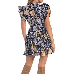 Abito Floreale a Strati in Cotone Elan Taglia Piccola, Elegante Stile High Street con Cerniera, Drappeggiato e Traspirante per il Tempo Libero e le Vacanze - Product Image 2