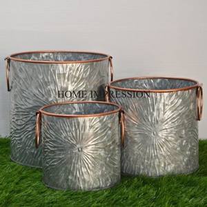 Handmade Large Galvanized <b>Planter</b> Pot for Outdoor Home Decorative Flower Arrangements Coastal Design Wedding & Party Decoration - Product Image 2