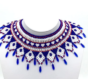 Hearts and Netted Fringe Beaded Necklace Fringe Beaded <b>Bandana</b> - Product Image 2