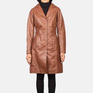 Abrigos de Invierno de Manga Larga de Cuero Genuino para Mujer al por Mayor, Nuevo Estilo Personalizado, Transpirable, Estilo de Oficina, Color y Diseño Personalizados - Product Image 1