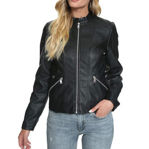 Chaqueta de piel de oveja auténtica a la moda para mujer, hermoso logotipo personalizado bordado, chaqueta de cuero genuino transpirable para mujer - Product Image 2