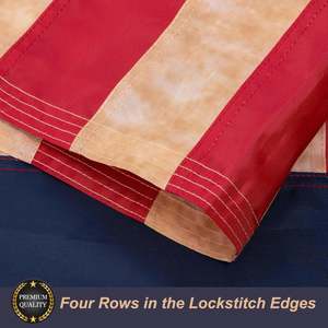 Drapeau américain vintage Betsy Ross 3x5 pieds, teinté au thé, robuste, brodé, 13 étoiles, pour extérieur, commémoration du 250e anniversaire, en plastique - Product Image 3