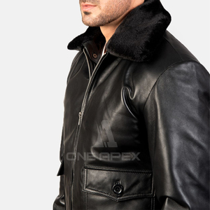 Vente en gros de vestes en cuir à fermeture éclair dernier cri pour homme Vêtements d'extérieur Veste en cuir véritable imperméable de style urbain - Product Image 6
