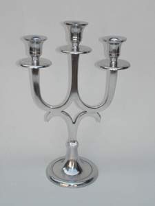 Portavelas de Menorah trenzado elegante niquelado de aluminio Estilo nórdico elegante increíble portavelas Jewesh de lujo Multi llama - Product Image 6