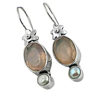 Pendientes de Plata 925 con Piedra Lunar y Perla para Mujer, Regalo - Product Image 3